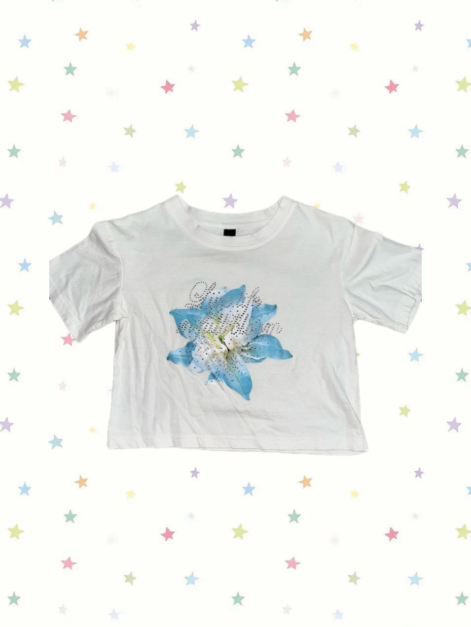 เสื้อครอปสกรีนดอกไม้ - Image 1