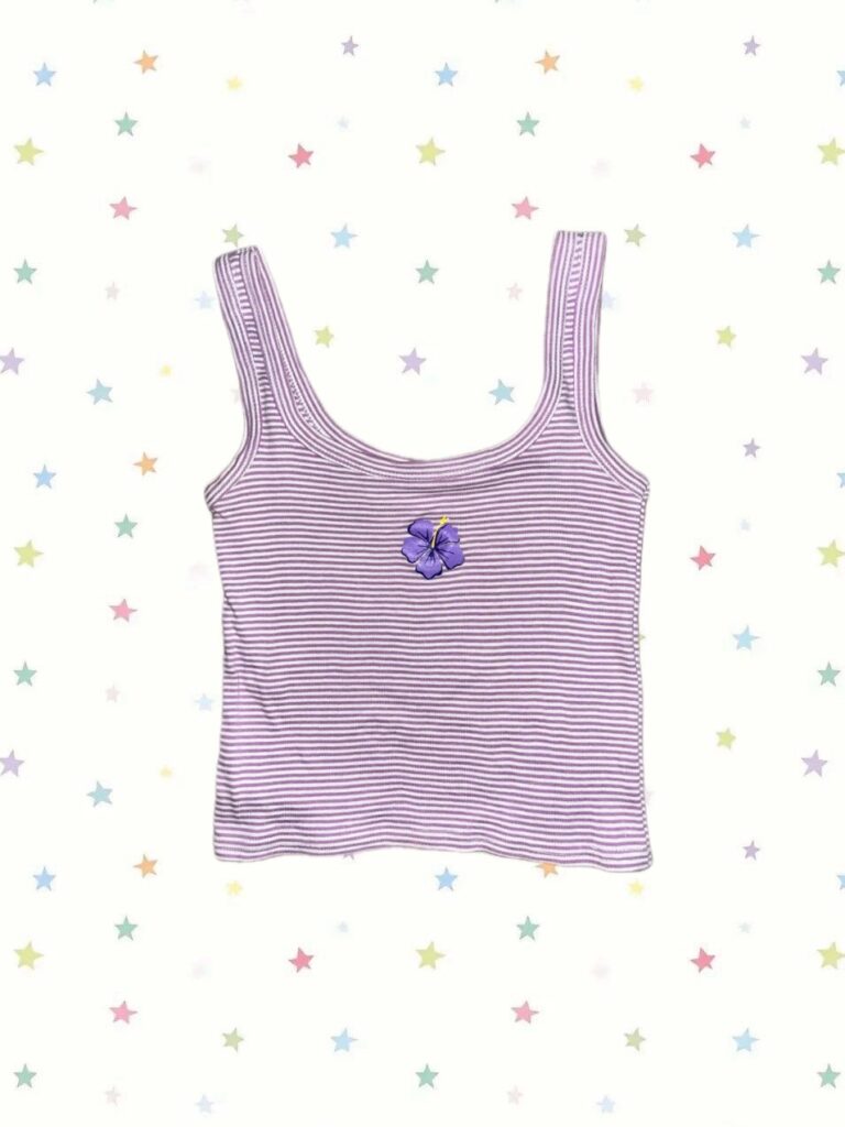 เสื้อกล้ามม่วง ดอกชบา